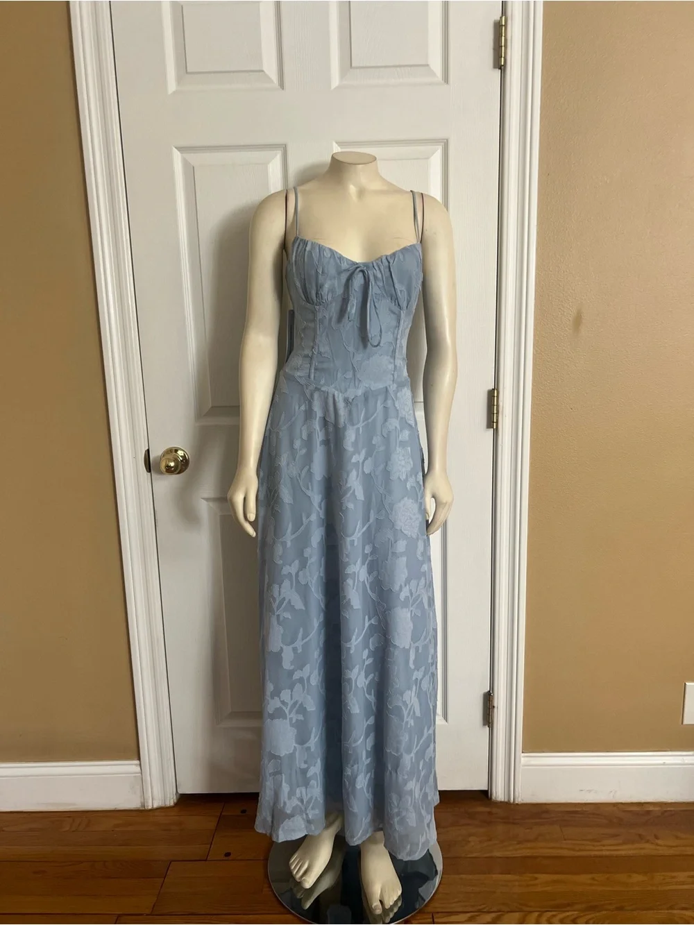 Princess Polly Members Only Maxi Dress Blue Burnout - Picture 7 of 15